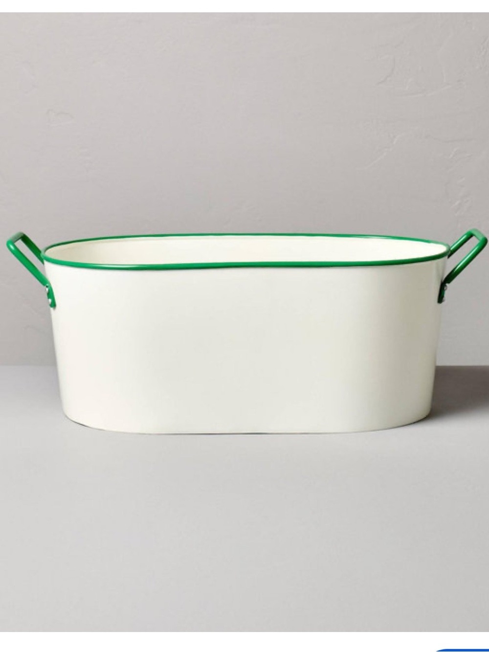 Hearth & Hand with Magnolia 11L Oblong Steel Beverage Tub Cream/Green